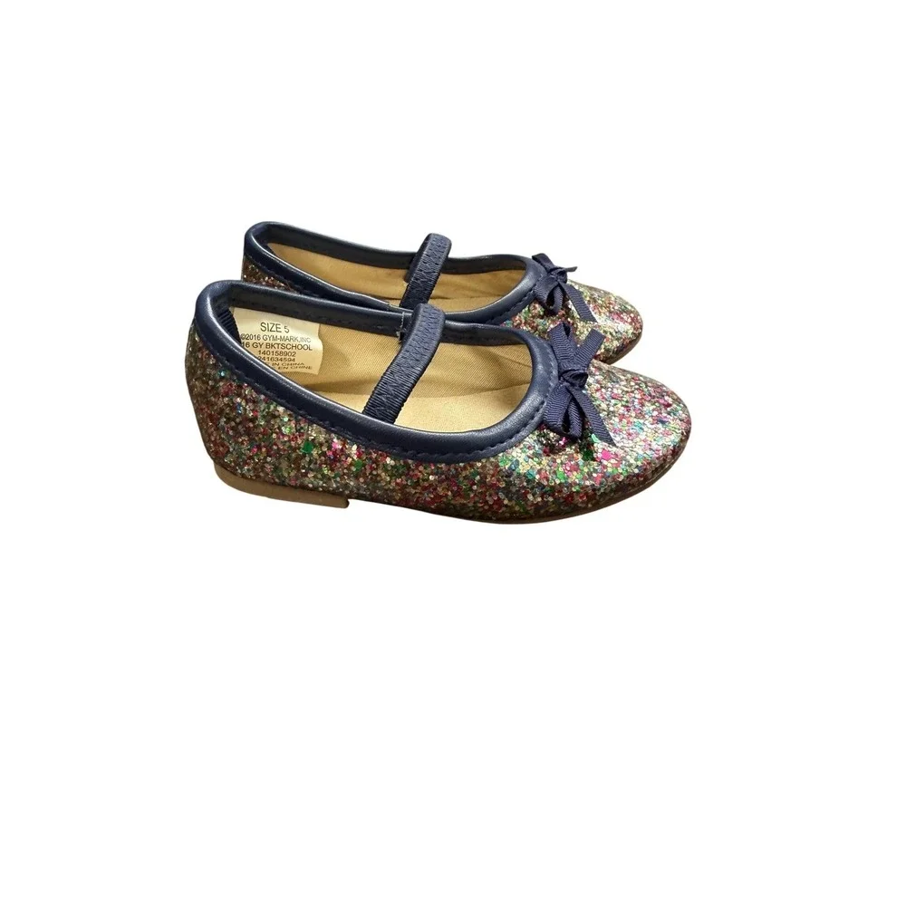 Gymboree Glitter Mary Jane Flats Toddler Girls Size 5 Navy‎ Blue Sparkle Shoes